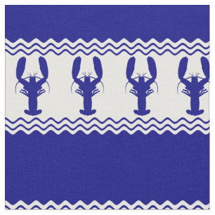 Blauw Witte Kustkreeft Strepen Stof