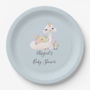 Blauw-witte Lama Baby Boy baby shower Papieren Bordje