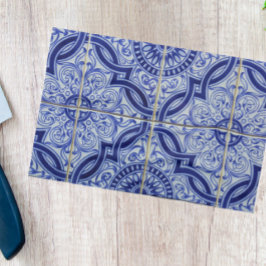 Blauw Witte Landelijke Mediterraan Tegelpatroon Theedoek