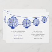 Blauw-witte lantaarns bruiloft uitnodiging (Voorkant / Achterkant)