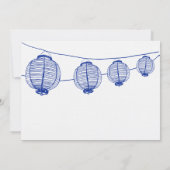 Blauw-witte lantaarns bruiloft uitnodiging (Achterkant)