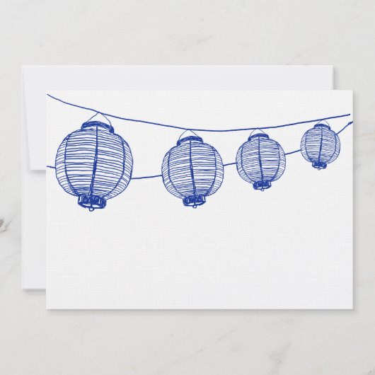 Blauw-witte lantaarns bruiloft uitnodiging (Achterkant)
