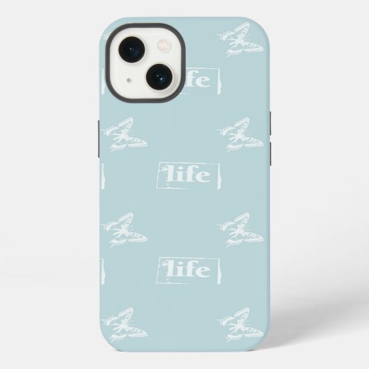 Blauw Witte Levens Vlinders iPhone Hoesje (Achterkant)