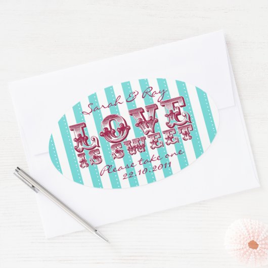 Blauw-witte liefde is zoete sticker (Envelop)