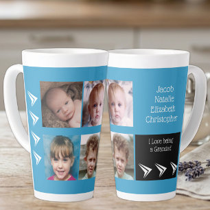 Blauw witte liefde om opa te zijn met foto's latte mok