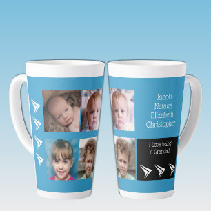 Blauw witte liefde om opa te zijn met foto's latte mok