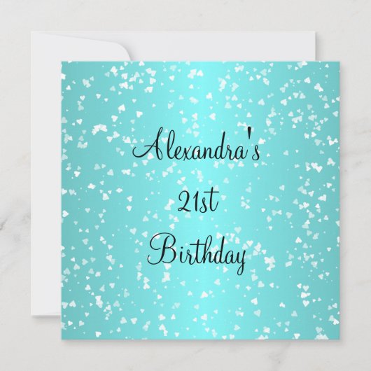 Blauw Witte Liefdesharten 21e Verjaardag Kaart (Voorkant)
