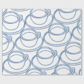Blauw-witte lijn art thee-kopjes cadeaupapier (Vlak)