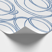 Blauw-witte lijn art thee-kopjes cadeaupapier (Hoek)