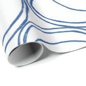 Blauw-witte lijn art thee-kopjes cadeaupapier (Rol Hoek)