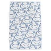 Blauw-witte lijn art thee-kopjes medium cadeauzakje (Achterkant)