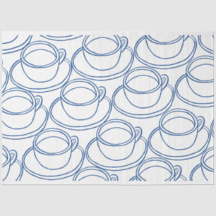 Blauw-witte lijn art thee-kopjes tissuepapier