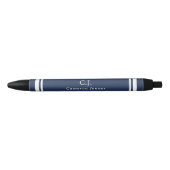 Blauw Witte Lijnen Monogram Zwarte Inkt Pen (Voorkant)