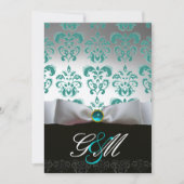 BLAUW WITTE LINT ZWARTE DAMASTEN MONOGRAMM Champa Kaart (Voorkant)