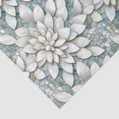 Blauw Witte Lotus Bloemen Bruiloft Tissuepapier (Detail)
