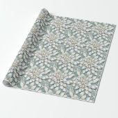 Blauw Witte Lotus Bloemen Cadeaupapier (Uitgerold)