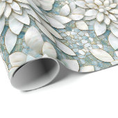 Blauw Witte Lotus Bloemen Cadeaupapier (Rol Hoek)