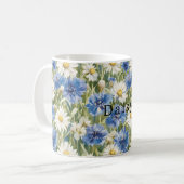 Blauw Witte Madeliefjes Bloemen Koffiemok (Voorkant links)