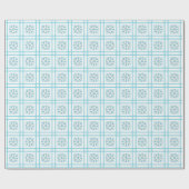 Blauw-witte madeliefjes en rooster cadeaupapier (Vlak)