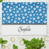 Blauw-witte madeliefjes gepersonaliseerd theedoek (Gevouwen)