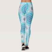 Blauw-witte Mandala Frosted Winter Geometric Leggings (Achterkant)