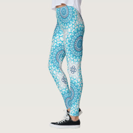 Blauw-witte Mandala Frosted Winter Geometric Leggings