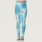 Blauw-witte Mandala Frosted Winter Geometric Leggings (Voorkant)