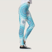 Blauw-witte Mandala Frosted Winter Geometric Leggings (Rechts)