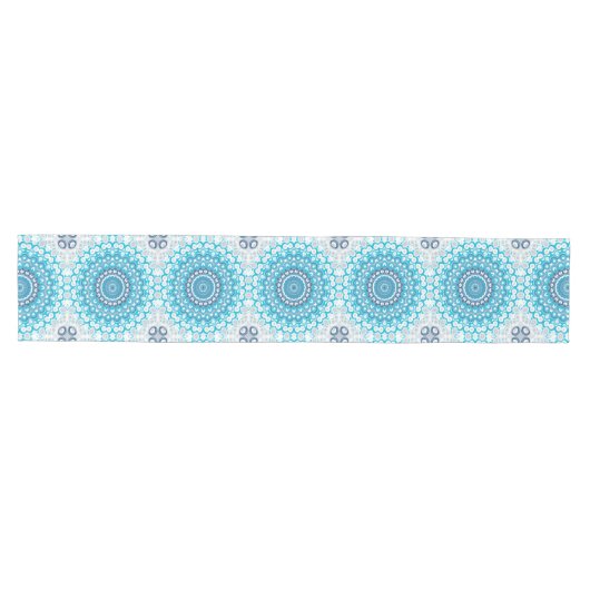 Blauw-witte Mandala Frosted Winter Geometric Medium Tafelloper (Horizontaal)