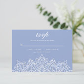 Blauw-witte Mandala RSVP-kaarten RSVP Kaartje (Staand voorkant)