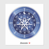 Blauw-witte mandala symbool van bescherming vinyl sticker (Vel)