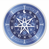 Blauw-witte mandala symbool van bescherming vinyl sticker (Voorkant)