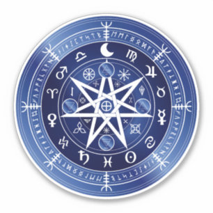 Blauw-witte mandala symbool van bescherming vinyl sticker