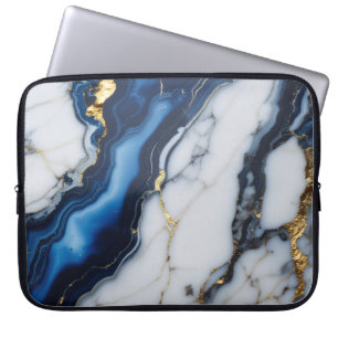 blauw witte marmer textuur goud textuur patroon lu laptop sleeve
