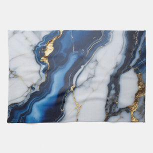 blauw witte marmer textuur goud textuur patroon lu theedoek