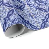 Blauw-witte mediterrane keramische Tegel Cadeaupapier (Rol Hoek)