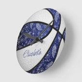 blauw - witte meisjes boho verveert basketbal ronde klok (Hoek)