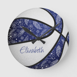 blauw - witte meisjes boho verveert basketbal ronde klok