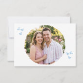 Blauw Witte Met De Hand Getekende Hart Whimsical F Save The Date (Achterkant)