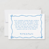Blauw Witte Met De Hand Getekende Hart Whimsical H Bedankkaart (Achterkant)