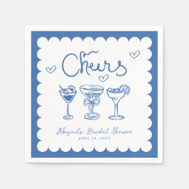 Blauw Witte Met De Hand Getekende Retro Bruidsdouc Servet