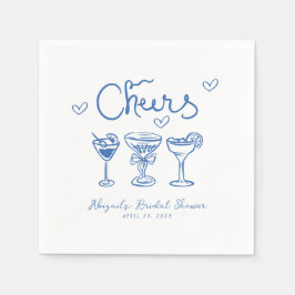 Blauw Witte Met De Hand Getekende Retro Bruidsdouc Servet