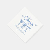 Blauw Witte Met De Hand Getekende Retro Bruidsdouc Servet (Hoek)