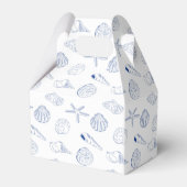 Blauw Witte Met De Hand Getekende Schelpen Strand  Bedankdoosjes (Achterkant)