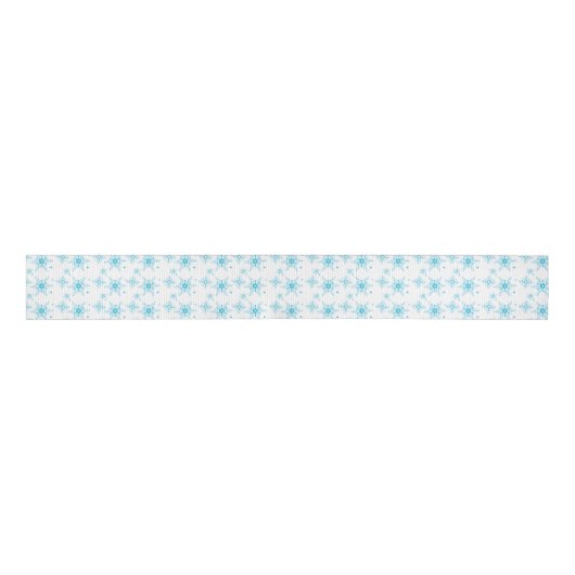 Blauw Witte Mini Mix Sneeuwvlok Kerstmis Grosgrain Lint (Voorkant)