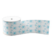 Blauw Witte Mini Mix Sneeuwvlok Kerstmis Grosgrain Lint (Spoel)