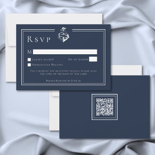 Blauw Witte Minimale Nautilus Anker Kust Bruiloft RSVP Kaartje