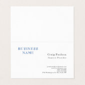 Blauw Witte Minimalistische Modern Visitekaartje (Buitenkant ongevouwen)