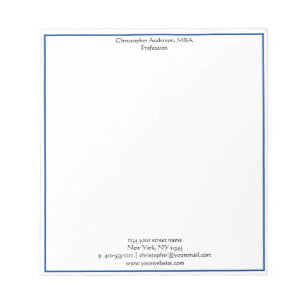 Blauw Witte Minimalistische Zakelijke Professional Notitieblok