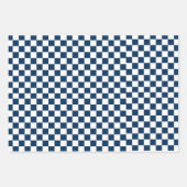 Blauw Witte Moderne Check  Inpakpapier Vel (Voorkant 3)